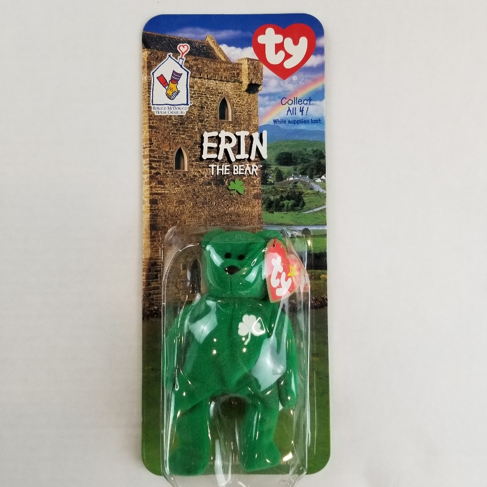 Rare Erin the Bear Ty Beanie Baby with Errors